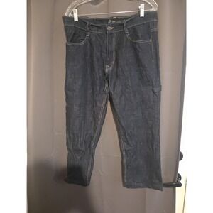 King Maker Dark Wash Denim, Cropped Carpenter Pants, Men's 36x23, Y2k Baggy Jean